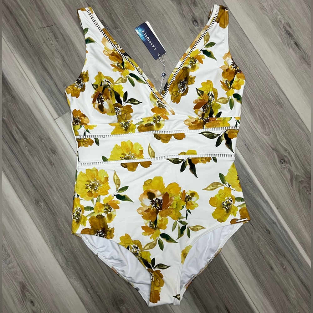 Yellow Floral One Piece Swimsuit